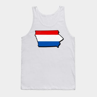 Red, White, and Blue Iowa Outline Tank Top